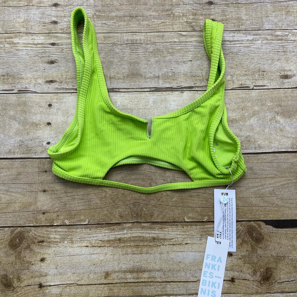 Frankies Bikinis SET. Cole Ribbed Top & Cole Ribbed Cheeky Bottom in ‘slime’ - Picture 3 of 11